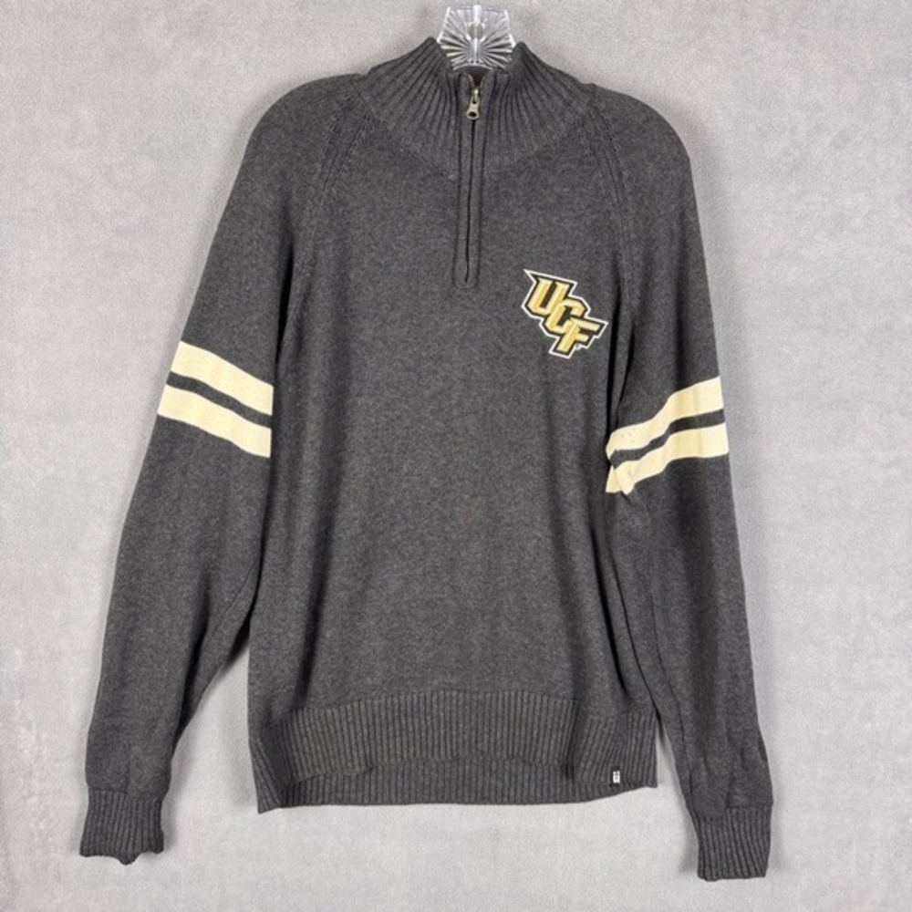 UCF Knights Sweater Mens L‎ Black 1/4 Zip Pullover Bruzer